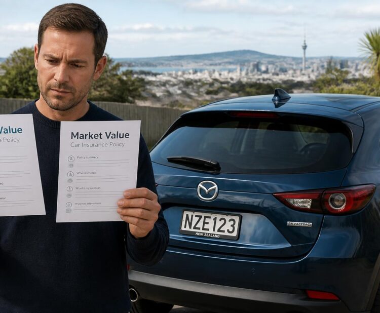 New Zealand driver comparing agreed value and market value car insurance