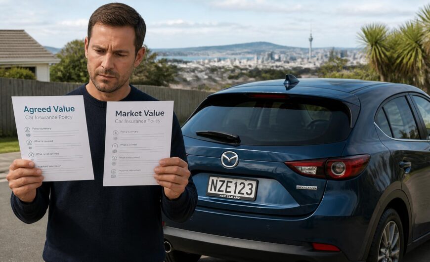 New Zealand driver comparing agreed value and market value car insurance